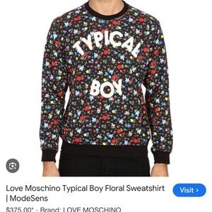 Love Moschino Floral 'Typical Boy' Crewneck worn by HBO’S GIRLS Lena Dunham